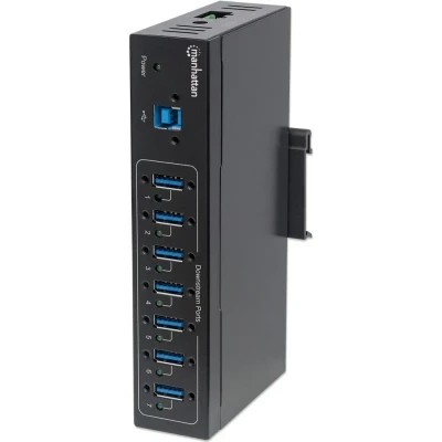 Afbeelding van Manhattan 164405 7 poorts USB 3.0 hub voor industriële toepassingen zeven type A poorten zwart