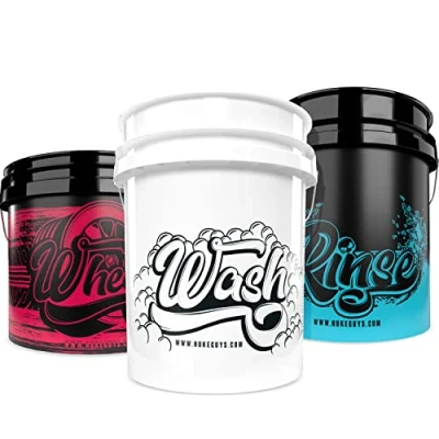 Afbeelding van Nuke Guys Wasemmerset voor de 3 emmers wasmethode 5 GAl wasemmer autoshampoo + Rinse Bucket om uit te spoelen 3,5 wielemmer velgen zachte handwas