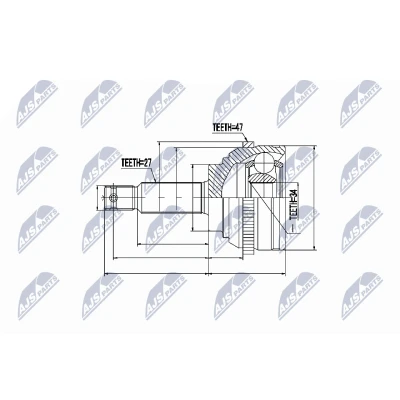 Afbeelding van Homokineet reparatie set, aandrijfas NTY NPZ HY 509