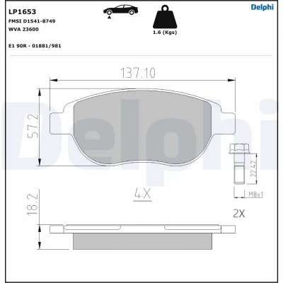 Afbeelding van Delphi Diesel Remblokset LP1653