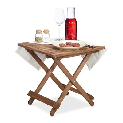 Afbeelding van Relaxdays klaptafel balkon houten bijzettafel inklapbaar tuintafel lage buitentafel