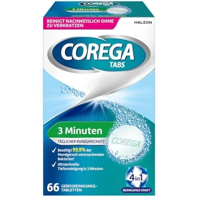 Afbeelding van Corega 3 minuten kunstgebit reinigings tabs 66 stuks