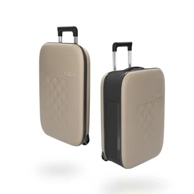 Afbeelding van Rollink Vega II reiskoffer, trolley het origineel met innovatieve vouwtechnologie (patent aangevraagd), grijs (warm grey), Cabin S 55cm,