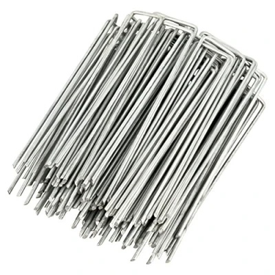 Afbeelding van GardenMate 25 grondankers verzinkt, 150 mm lang, breed, Ø 2,9 mm, bevestigingsankers, vloerankers, platte kop van verzinkt staal, haringen voor bevestiging onkruidvlies, kunstgras