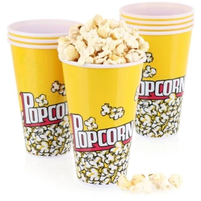 Afbeelding van COM FOUR® 8x popcornemmer popcornschaal drinkbeker voor popcorn kleine popcornbeker de perfecte filmavond thuis 1 liter (1,0 8 emmers)