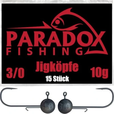 Afbeelding van Paradox Fishing Jigkoppen set 15 x 10 g 3/0 I jig koppen rubberen vis met jighead voor vissen, baars, snoek, snoekbaars, visaccessoires