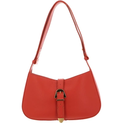 Afbeelding van Coccinelle Leren Schoudertas Magalu Handbag Grained Leather Tangerine Oranje