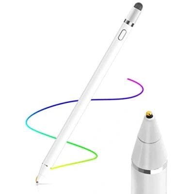 Afbeelding van AICase capacitieve stylus, 2 in 1 styluspen, touchscreen, 1,45 mm, hoge precisie, universele compatibel met smartphones, tablets, Apple iPhone/iPad, wit