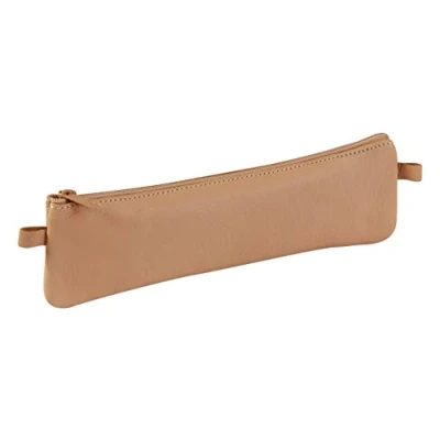 Afbeelding van Clairefontaine 8301C pennenetui (van echt leer, 22 x 6 cm) 1 stuk natuur