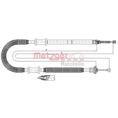 Afbeelding van METZGER 641.12 Handremkabel Links achter, Rechts 1810/1475mm Trommelrem COFLE FIAT: Doblo I Station Wagon (119, 223) 1.2, 1.9 D