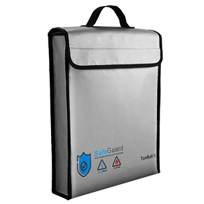 Afbeelding van TuoBak&#039;s vuurvaste documententas, stevige siliconen gecoate documenthouder met grote capaciteit, 40 x 32 7,9 cm ritssluiting voor documenten sieraden