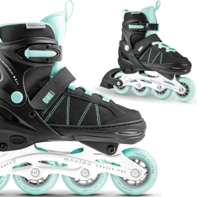 Afbeelding van Movino Cruzer One inline skates, verstelbare rolschaatsen, skates voor dames, meisjes en jongens, kinderen volwassenen, met grote wielen, 72 mm, inlineskates