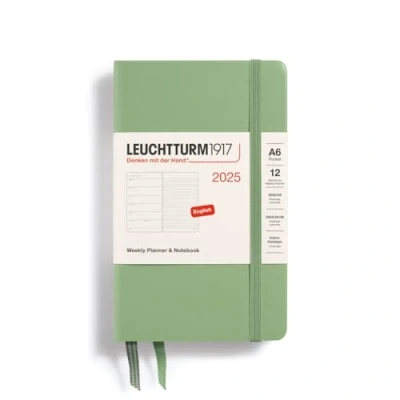 Afbeelding van Leuchtturm1917 Weekly Planner &amp; Notebook A6 Pocket 12 maanden 2025 Hardcover Sage