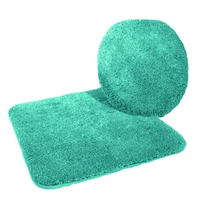 Afbeelding van Kinzler J 10053/27 microvezel badmattenset 2 delig = wc dekselovertrek 47x50 cm + mat zonder uitsparing 50x55 cm, smaragdgroen