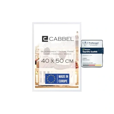 Afbeelding van CABBEL Individuele verpakking (1 stuk) fotolijst 40x50 cm MDF houten lijst in wit met onbreekbaar plexiglas/modern