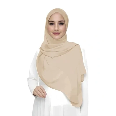 Afbeelding van Premium Chiffon Hijab Hoofd Sjaal Wrap Voor Moslim Vrouwen Lichtgewicht (Beige)