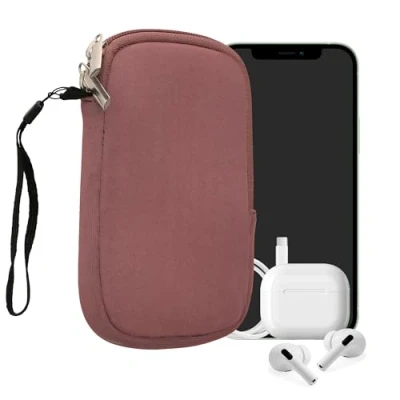 Afbeelding van kwmobile telefoontasje universeel voor L 6,5&quot; smartphones 16,5 x 8,9 cm Hoesje met rits en polslusje In donkerroze