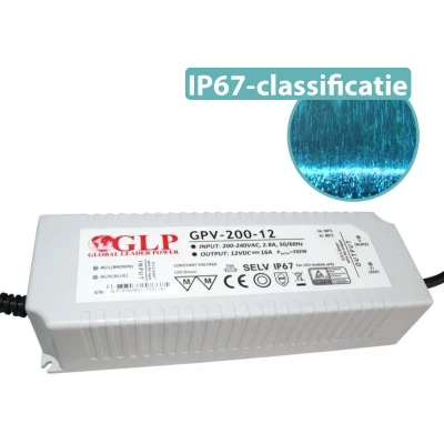 Afbeelding van GLP LED voedingsadapter 12V 150W 12,5A geschikt voor verlichting IP67 waterdicht