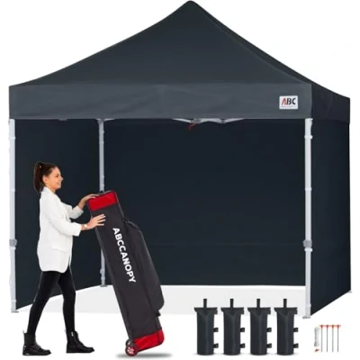 Afbeelding van ABCCANOPY Pop Up Gazebo Luifel Commerciële Tenten Marktkraam met 4 Verwijderbare Zijwanden en Roltas Bonus Gewichtszakken. (3x3M, Zwart)