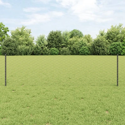 Afbeelding van vidaXL Hekpalen 5 st U Channel Grijs 60 cm Staal, Hexagon Hek 0.6x10 m Staal