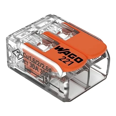 Afbeelding van Wago verbindingsklem max. 6 mm2 met hendel 2 voudig blister 10 stuks