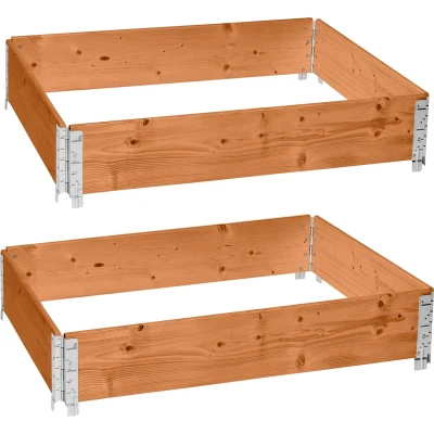 Afbeelding van Garronda Palletrand 2 Pack 120x80x20cm Bruint Bloemen Kruiden Palletframe Natuurlijke Verhoogde Bloembedden GD BUD PAL