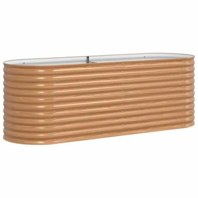 Afbeelding van vidaXL Bruin Verhoogd Tuin Bed Hout Look 240x80x81 cm Staal