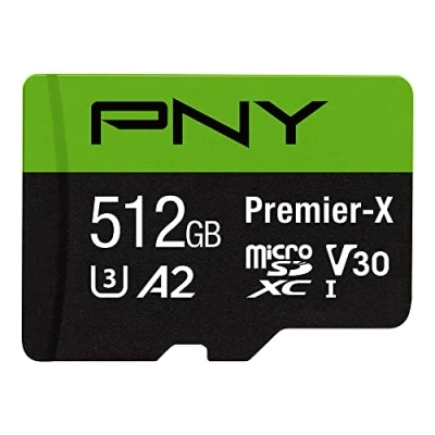 Afbeelding van PNY 512 GB Premier X Klasse 10 U3 V30 microSDXC Flash geheugenkaart