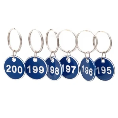 Afbeelding van NanTun Aluminium nummerlabels met sleutelhangers 200 Pack, nummers 1 200, blauw