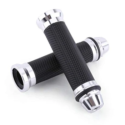 Afbeelding van Motorfiets Stuurgrepen, Universele CNC Aluminium 7/8 &#039;&#039;22 mm Handvatten Handgreep Covers voor Fiets (Zilver) stuur