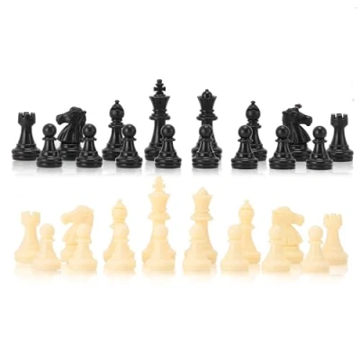 Afbeelding van Peso Scacchi Torneo Gioco Set Solo Pezzi degli scacchi, Scacchiera internazionali completi Bianco e nero (Medio 64 millimetri, bianco)
