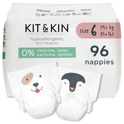 Afbeelding van Kit &amp; Kin Eco luiers Maat 6 Hypoallergeen en Duurzaam (26 x 4 verpakkingen, 104 luiers)