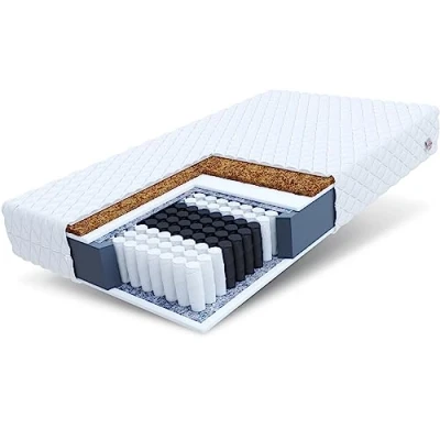 Afbeelding van FDM Home MAX matras, 160 x 200 cm, pocketvering, hoogte 24 hardheidsgraad H3/H4, 7 ligzones, Öko Tex standaard, geschikt voor mensen met allergieën, overtrek, wasbaar, kokosvezel inzetstuk