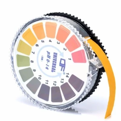 Afbeelding van 1 rol pH teststrip, 5 m/rol, meetbereik 0 14, papier, drinkwater op rol, lakmo indicator, universeel oververzuring, lichaamstest waarde, zuurtest