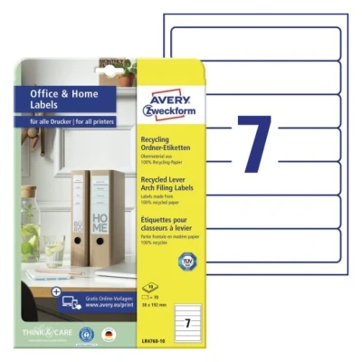 Afbeelding van Etiket Avery Zweckform LR3657 10 48.5x25.4mm recycled wit 400stuks