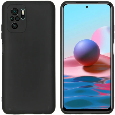 Afbeelding van Xiaomi Redmi Note 10 (4G) Hoesje Siliconen en TPU (zacht) iMoshion Softcase/Backcover Zwart Telefoonhoesje