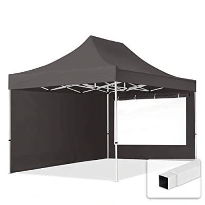 Afbeelding van 3x4,5 m Easy Up partytent Vouwpaviljoen, ECONOMY staal 30m met zijwanden (panorama), donkergrijs