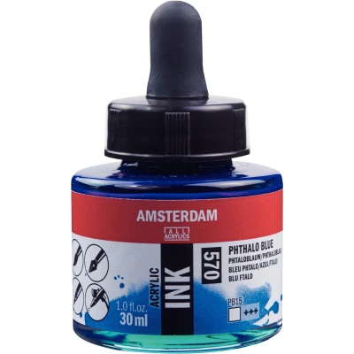 Afbeelding van Amsterdam Acrylic Ink Fles 30 ml Phtaloblauw 570