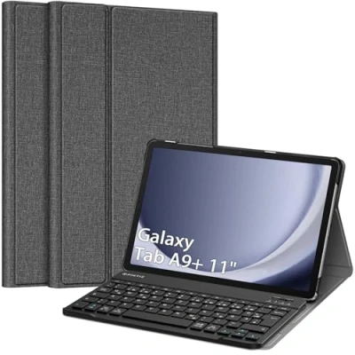 Afbeelding van Fintie toetsenbordhoes voor Samsung Galaxy Tab A9 Plus 11 inch 2023 tablet SM X210/X216/X218, met magnetisch afneembaar Duits bluetooth toetsenbord, grijs