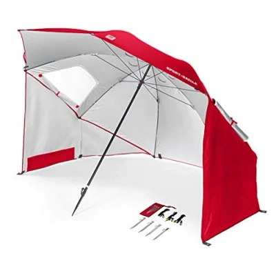 Afbeelding van Sport Brella Paraplu, multifunctionele parasol voor tuin, eenvoudig op te vouwen, rood, 54&quot;/136 cm