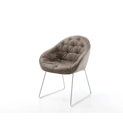 Afbeelding van Armleunstoel Gaio Flex slipframe roestvrij staal taupe vintage
