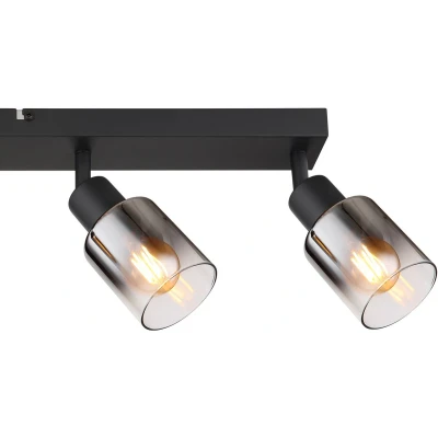 Afbeelding van Opbouwspot Globo Hubertus 4 lichts E14 zwart smoke glas smart geschikt