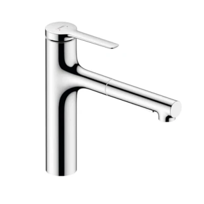 Afbeelding van hansgrohe zesis m33 a ngreeps keukenmengkraan 160 2j uittrekbare vuistdouche sbox lite chroom 74804000