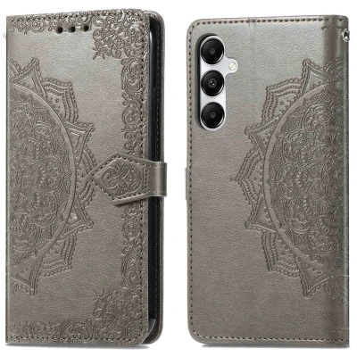 Afbeelding van Samsung Galaxy A55 Hoesje Kunstleder iMoshion Bookcase Grijs Telefoonhoesje