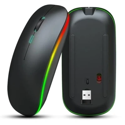 Afbeelding van LEYF draadloze muis, 3 modi, switchchching, Bluetooth 5.2 oplaadbaar, voor pc, laptop, smart tv, tablet, Android, Windows, Mac OS, stil, ergonomisch, zwart