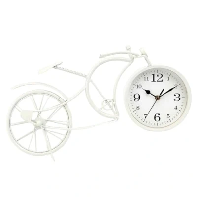 Afbeelding van Bordsklocka Fiets Wit Metaal 40 x 19,5 7 cm (4 Stuks)