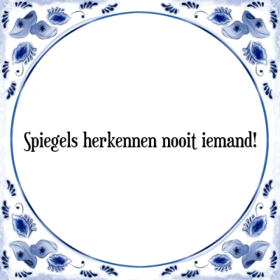 Afbeelding van Spiegels herkennen nooit iemand! Tegeltje + Spreuk