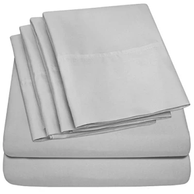 Afbeelding van kingsize lakens 6 delig 1500 Supreme Collection fijn geborsteld microvezel diepe zak lakenset beddengoed 2 extra kussenslopen, voordelig, King, zilver