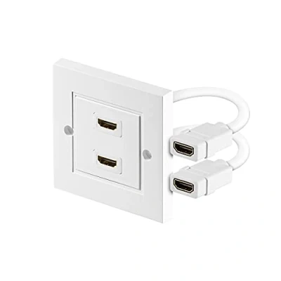 Afbeelding van Goobay 51723 HDMI doos, wanddoos, inbouwdoos/opbouwdoos, inbouwbus, bus (type A) &gt; A), 3D, 4K, vergulde contacten, wit