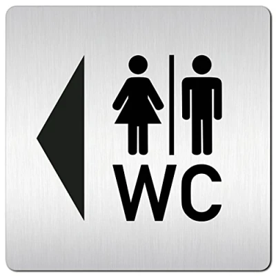 Afbeelding van Türschilder24 XXL bord deurbordje 125 x mm WC toiletten richtingspijl 1,5 aluminium massief materiaal 100% Made in Germany (WC links)